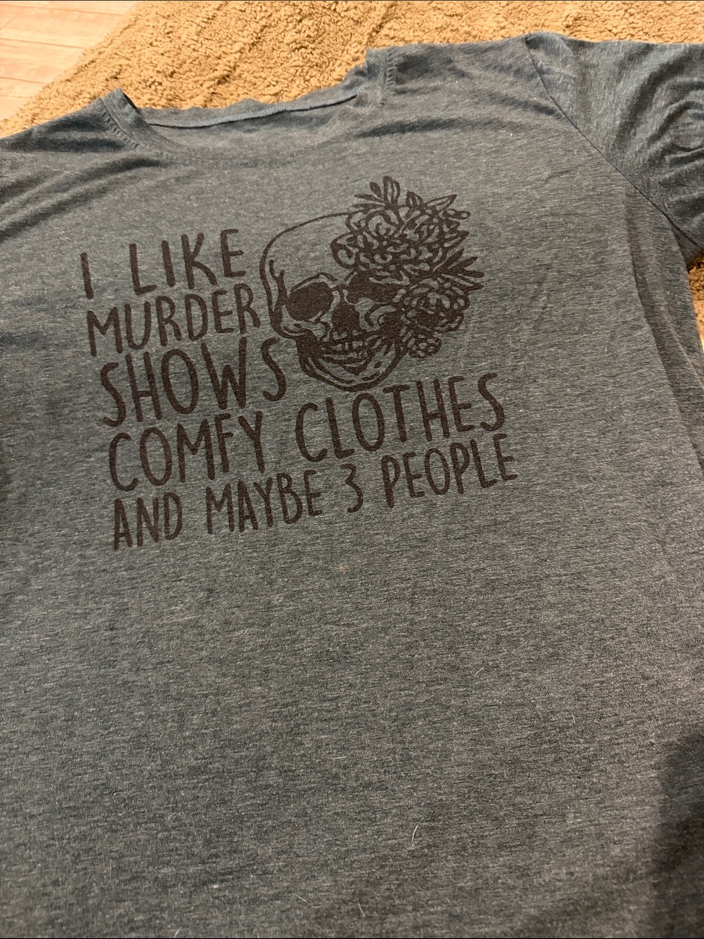 Comfy Teal Graphic Men's T-Shirt - I Like Murder Shows Print - Picture 3 of 3